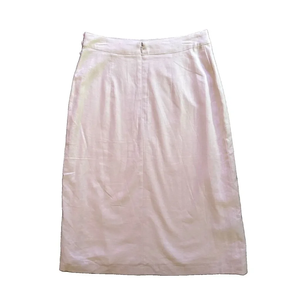 Madewell Linen Blend Side Button Midi Skirt Womens Sz 6 Cream Faux Wrap NEW